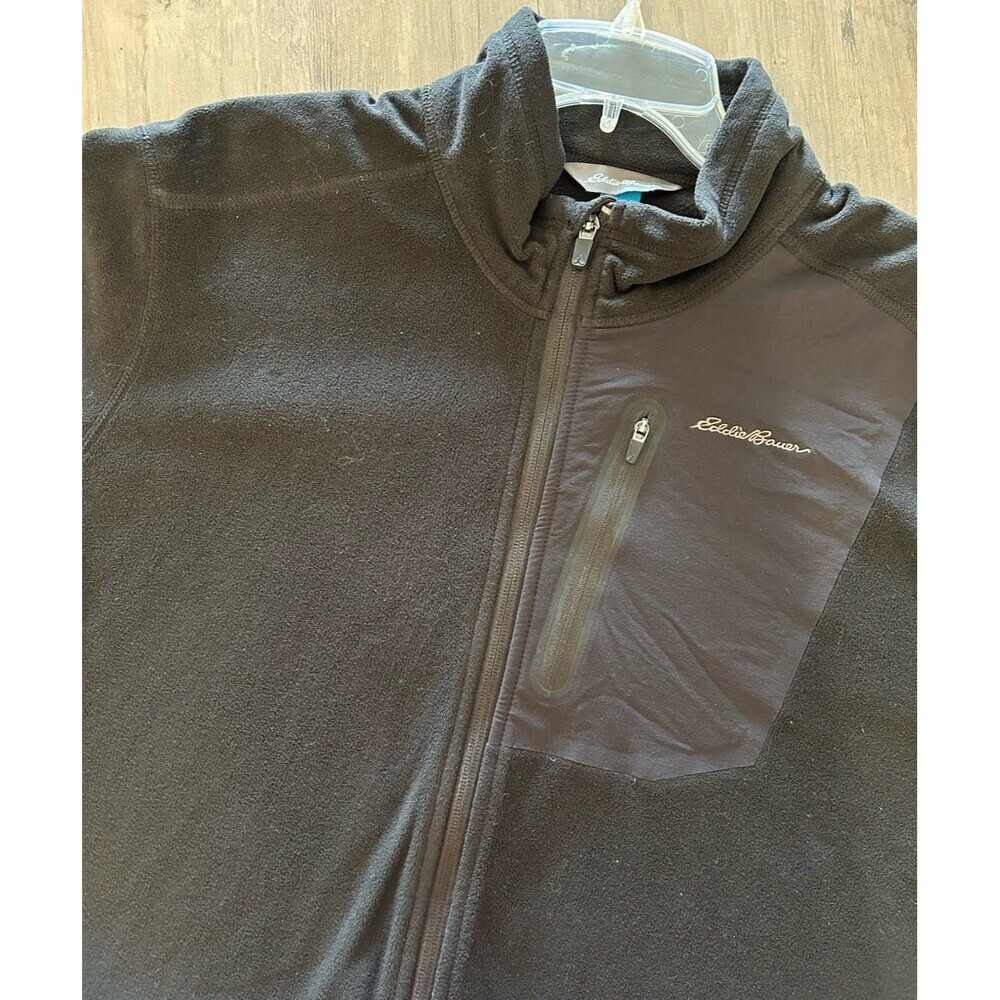 Eddie Bauer Mens L Full Zip Up Mock Neck Jacket Black